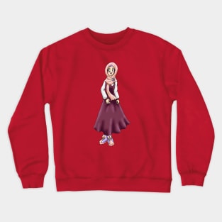 ANIME HIJAB GIRL SCHOOL UNIFORM (RED) Crewneck Sweatshirt